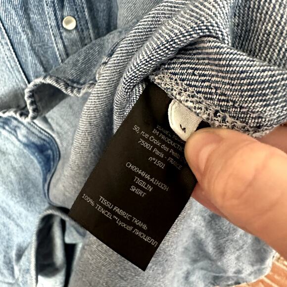 Isabel Marant Tigilin Denim Short Sleeve Shirt in Blue - Picture 4 of 5